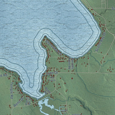 Close-up of the map of Koehler, Michigan print showing street and building detail