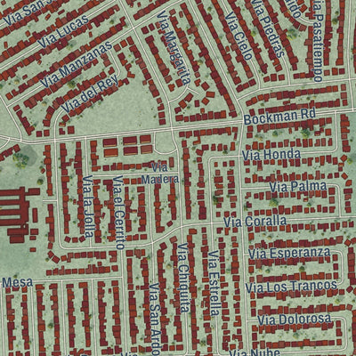 Close-up of the map of San Lorenzo, California print showing street and building detail