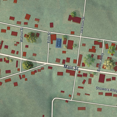 Close-up of the map of Strattanville, Pennsylvania print showing street and building detail