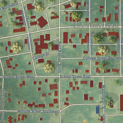 Close-up of the map of Medina, North Dakota print showing street and building detail
