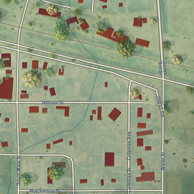 Close-up of the map of Dorrance, Kansas print showing street and building detail
