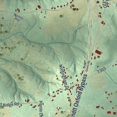 Close-up of the map of West Nottingham, Pennsylvania print showing street and building detail
