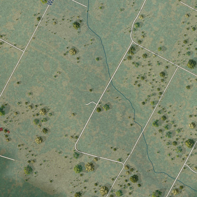 Close-up of the map of Webberville, Texas print showing street and building detail