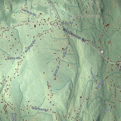 Close-up of the map of Canterbury, Connecticut print showing street and building detail