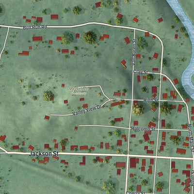 Close-up of the map of Vinton, Ohio print showing street and building detail