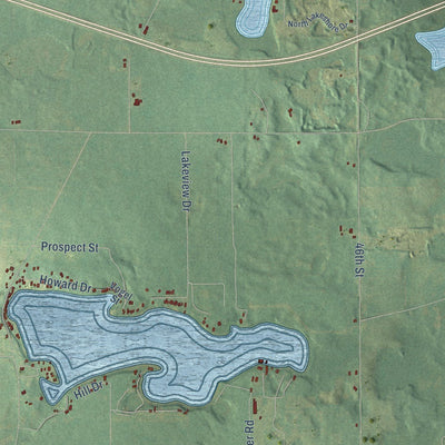 Close-up of the map of Lawrence, Van Buren County, Michigan print showing street and building detail