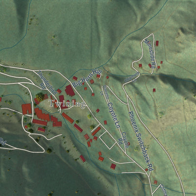 Close-up of the map of Taos Ski Valley, New Mexico print showing street and building detail
