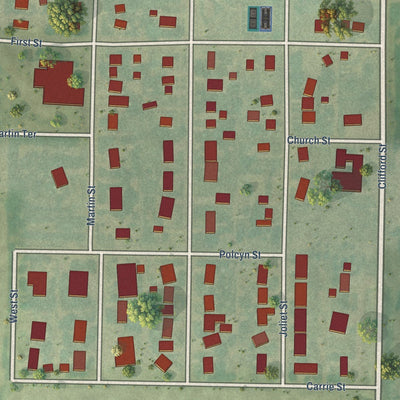 Close-up of the map of Gorham, Kansas print showing street and building detail
