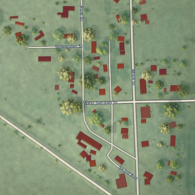 Close-up of the map of Foster, Nebraska print showing street and building detail