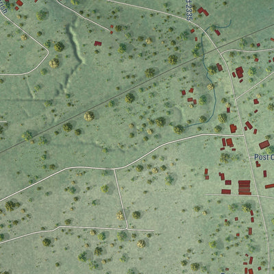 Close-up of the map of Kenefick, Texas print showing street and building detail