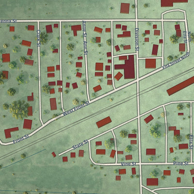 Close-up of the map of Verona, Illinois print showing street and building detail