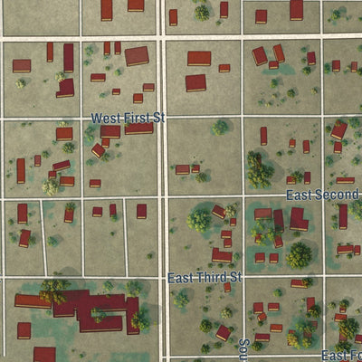 Close-up of the map of Tatum, New Mexico print showing street and building detail