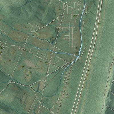 Close-up of the map of Bloomfield, Bedford County, Pennsylvania print showing street and building detail