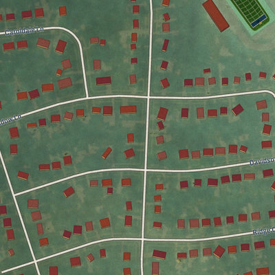 Close-up of the map of Woodland Hills, Kentucky print showing street and building detail