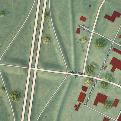 Close-up of the map of Pembina, North Dakota print showing street and building detail