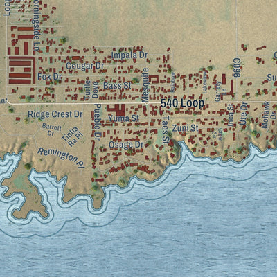 Close-up of the map of Logan, New Mexico print showing street and building detail