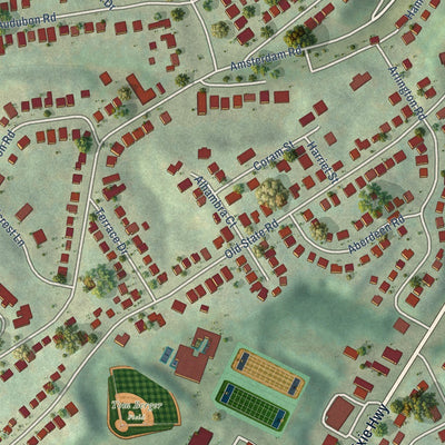 Close-up of the map of Park Hills, Kentucky print showing street and building detail