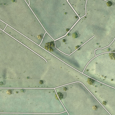 Close-up of the map of Fernleaf, Georgia print showing street and building detail
