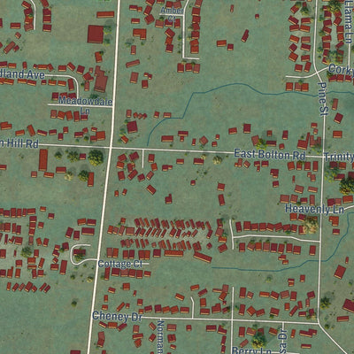 Close-up of the map of Veneta, Oregon print showing street and building detail