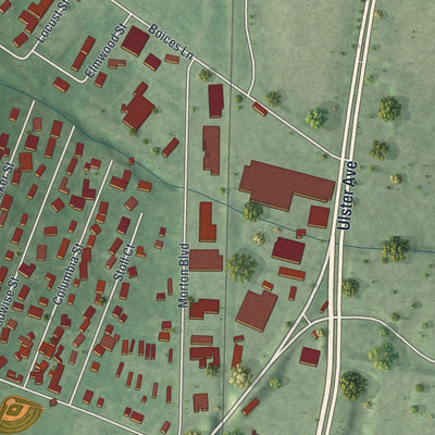 Close-up of the map of Lincoln Park, New York print showing street and building detail
