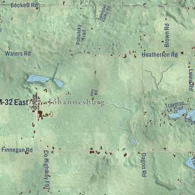 Close-up of the map of Charlton, Michigan print showing street and building detail