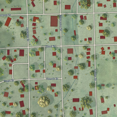 Close-up of the map of Belden, Nebraska print showing street and building detail