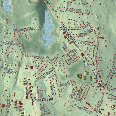 Close-up of the map of Prospect, Connecticut print showing street and building detail
