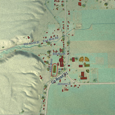 Close-up of the map of Dayton, Idaho print showing street and building detail