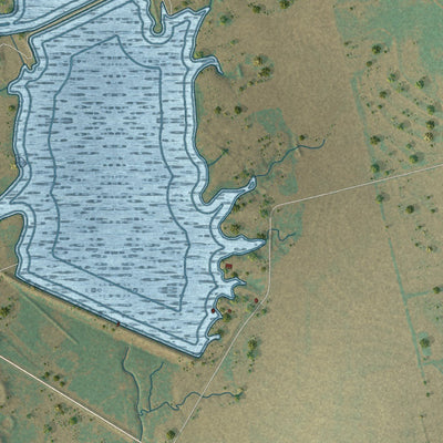 Close-up of the map of Winters, Texas print showing street and building detail