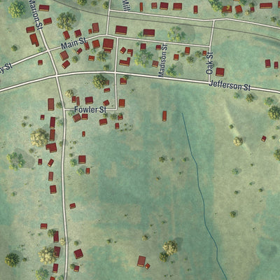 Close-up of the map of Centertown, Missouri print showing street and building detail