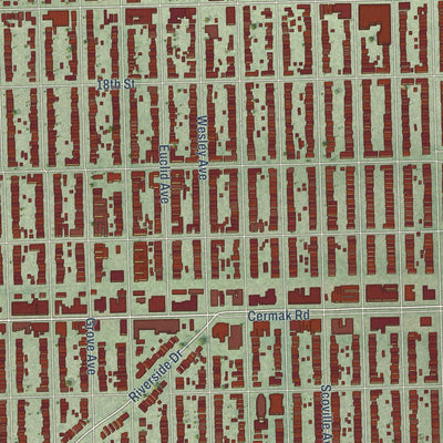 Close-up of the map of Berwyn, Illinois print showing street and building detail