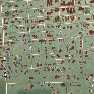 Close-up of the map of Arma, Kansas print showing street and building detail