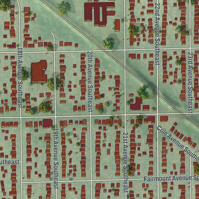 Close-up of the map of Como, Minnesota print showing street and building detail