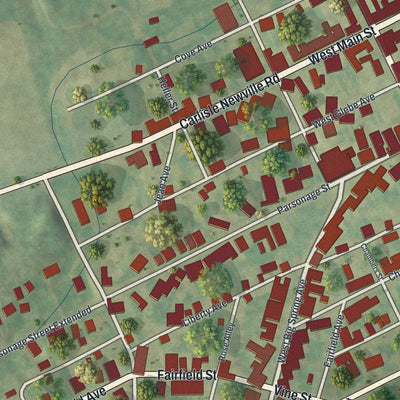 Close-up of the map of Newville, Pennsylvania print showing street and building detail