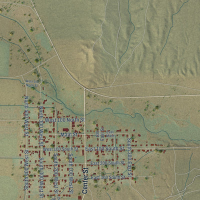 Close-up of the map of Minersville, Utah print showing street and building detail