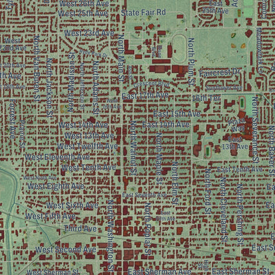 Close-up of the map of Hutchinson, Kansas print showing street and building detail