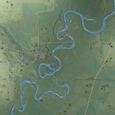 Close-up of the map of Navarino, Wisconsin print showing street and building detail