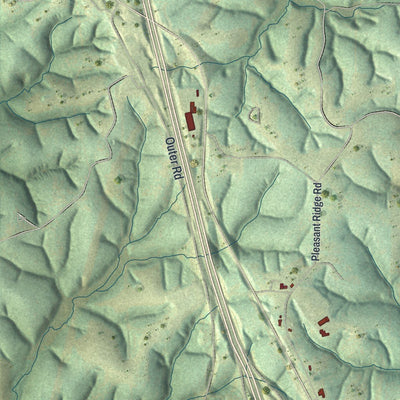 Close-up of the map of Pineville, Missouri print showing street and building detail