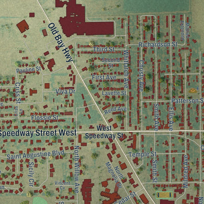 Close-up of the map of Trumann, Arkansas print showing street and building detail