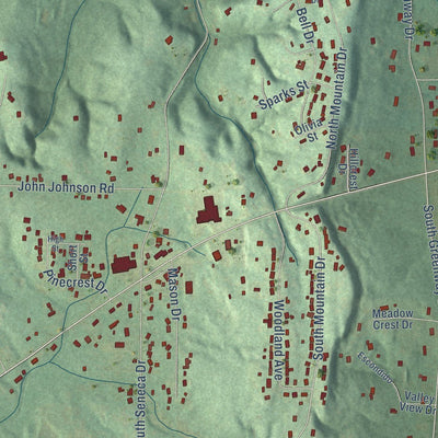 Close-up of the map of Trinity, Alabama print showing street and building detail