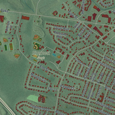 Close-up of the map of Florham Park, New Jersey print showing street and building detail
