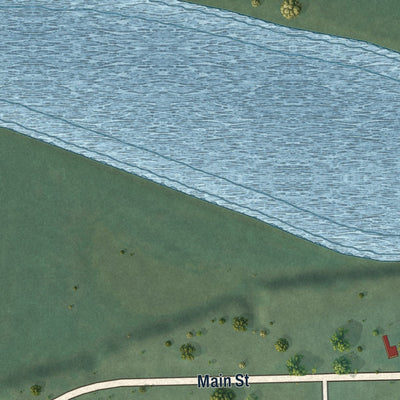 Close-up of the map of Santee, Nebraska print showing street and building detail