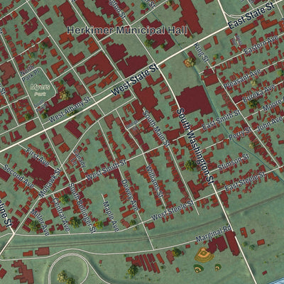 Close-up of the map of the Village of Herkimer, New York print showing street and building detail