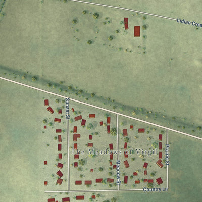 Close-up of the map of Virgil, Illinois print showing street and building detail