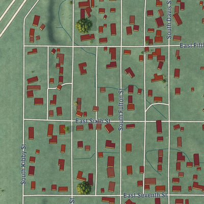 Close-up of the map of Fairview Park, Indiana print showing street and building detail