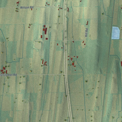 Close-up of the map of the Town of Clyman, Wisconsin print showing street and building detail