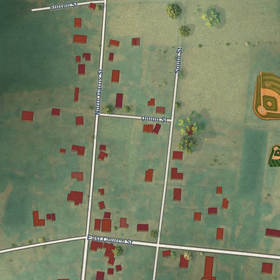 Close-up of the map of Lasker, North Carolina print showing street and building detail