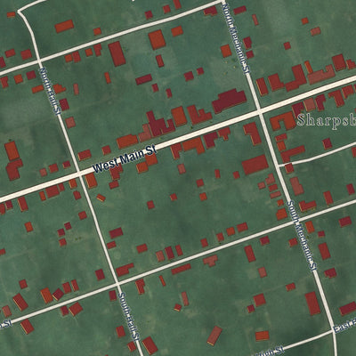 Close-up of the map of Sharpsburg, Maryland print showing street and building detail