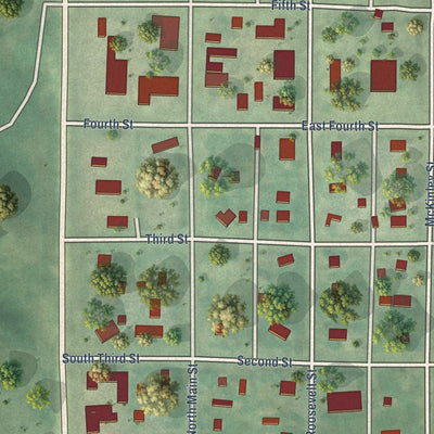 Close-up of the map of White River, South Dakota print showing street and building detail