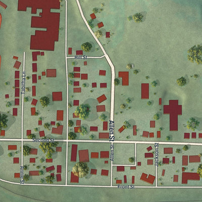 Close-up of the map of Annapolis, Missouri print showing street and building detail